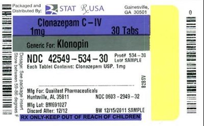 Clonazepam C-iv 1mg Label Image (Clonazepam C Iv 1mg Label  42549)